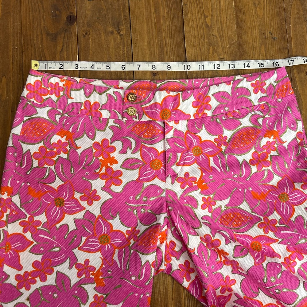 Lilly Pulitzer size 8 palm beach fit pink floral print Capri pants - Picture 6 of 8